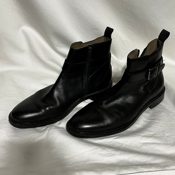 Banana Republic Black Zip Boots with Strap and Buckle - Picture 8 of 9